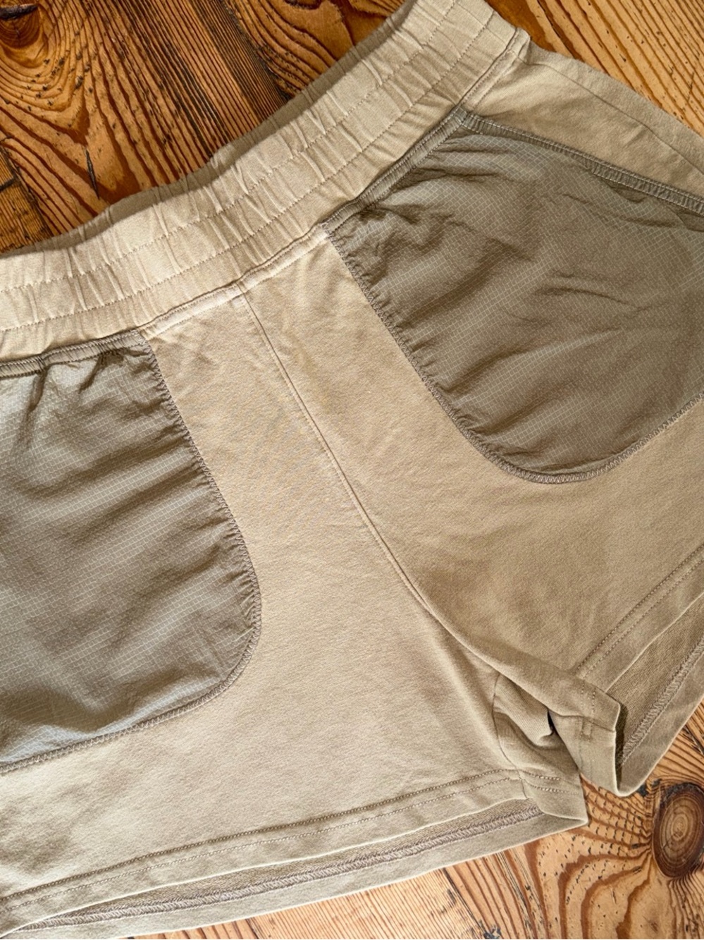 Outdoor Voices Beige Athletic Shorts with Contrast Pockets